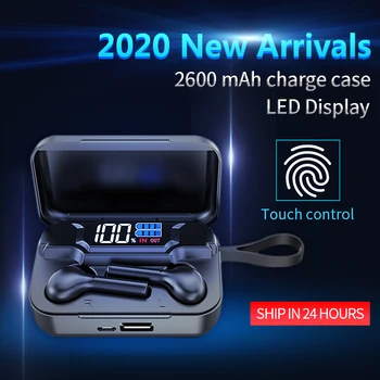 

2600mAh New TWS Bluetooth Eaphones With Charging Case Wireless Headphones IPX7 Waterproof Earbuds Sport 9D Stereo Touch Control