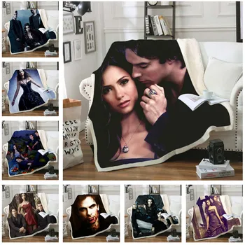 

The Vampire Diaries 3D Printed Fleece Blanket for Beds Hiking Picnic Thick Quilt Bedspread Sherpa Throw Blanket