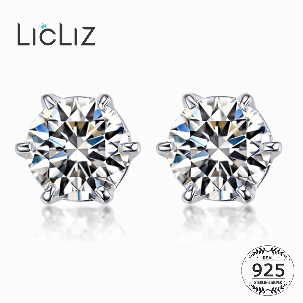 

LicLiz 925 Sterling Silver Zircon Diamond Stud Earrings for Women CZ Crystal White Gold Earring Jewelry Boucle D'oreille LE0314
