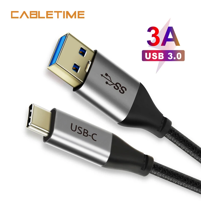 

CABLETIME USB Type C to USB3.0 Charging Sync Cable 3A USB C Cable for Galaxy Note 8 S8 Plus Huawei mate 20 Xiaomi N220