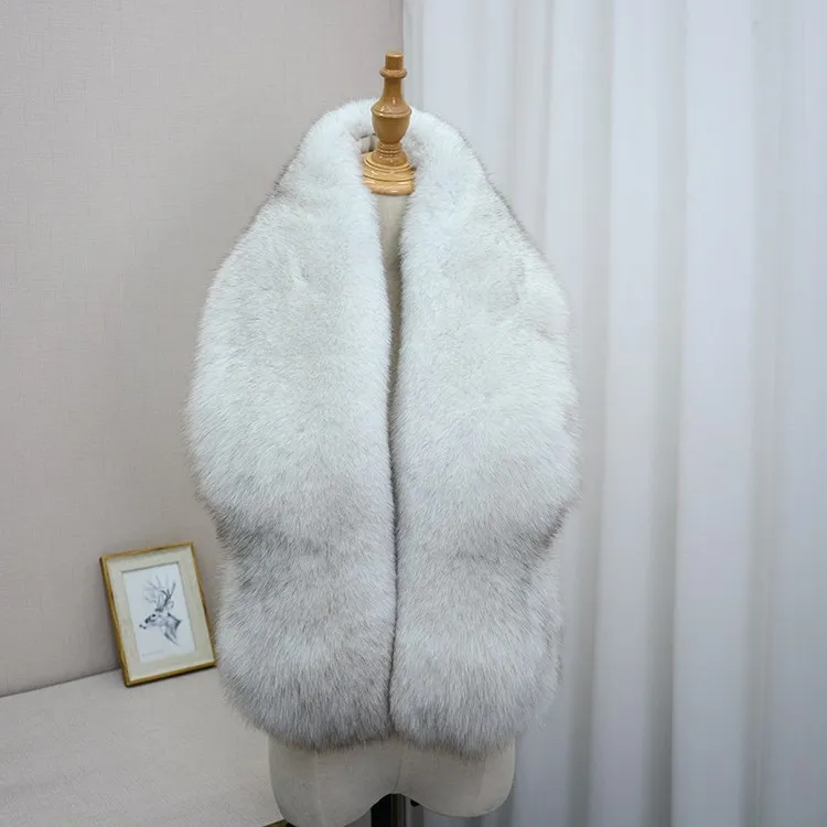 Natural Blue Fox Rf2030 роскошный зимний натуральная черно-бурая лиса мех красный лисий мех шарф 120 см длинный женский Полный Пелт натуральный мех шарфы - Цвет: Natural Blue Fox