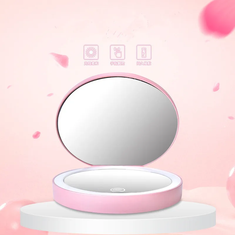 

Rechargeable Led Touch Screen Makeup Mirror Small Magnifying makeup mirror Double Sided foldable led makeup mirror