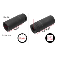 1pcs Lengthen 1/2" Square drive 12 point PT metric Torx Socket Ratchet wrench adapter 12 Angles Plum Blossom Sleeve 28mm to 41mm 2