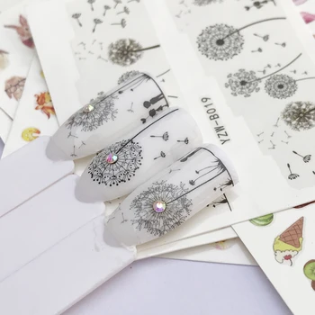 

FWC 1 PC Blooming Nail Sticker Flower Water Decals Peony Cute Animal Deer Wraps Sliders for Nail Art Decoration Manicure