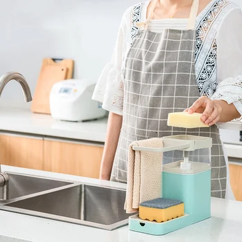 

HOT Multifunctional Kitchen Cleaning Combination Rack 3 in 1 Soap Dispenser Kitchen Sponge Holder Towel Holder TI99