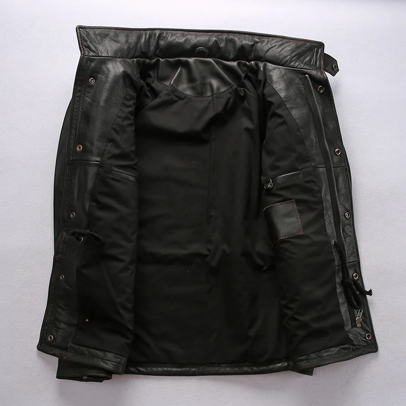 60% OFF 2123 Read Description! Asian size Army genuine leather M65 outerwear cow leather jacket cowhide leather rider jacket