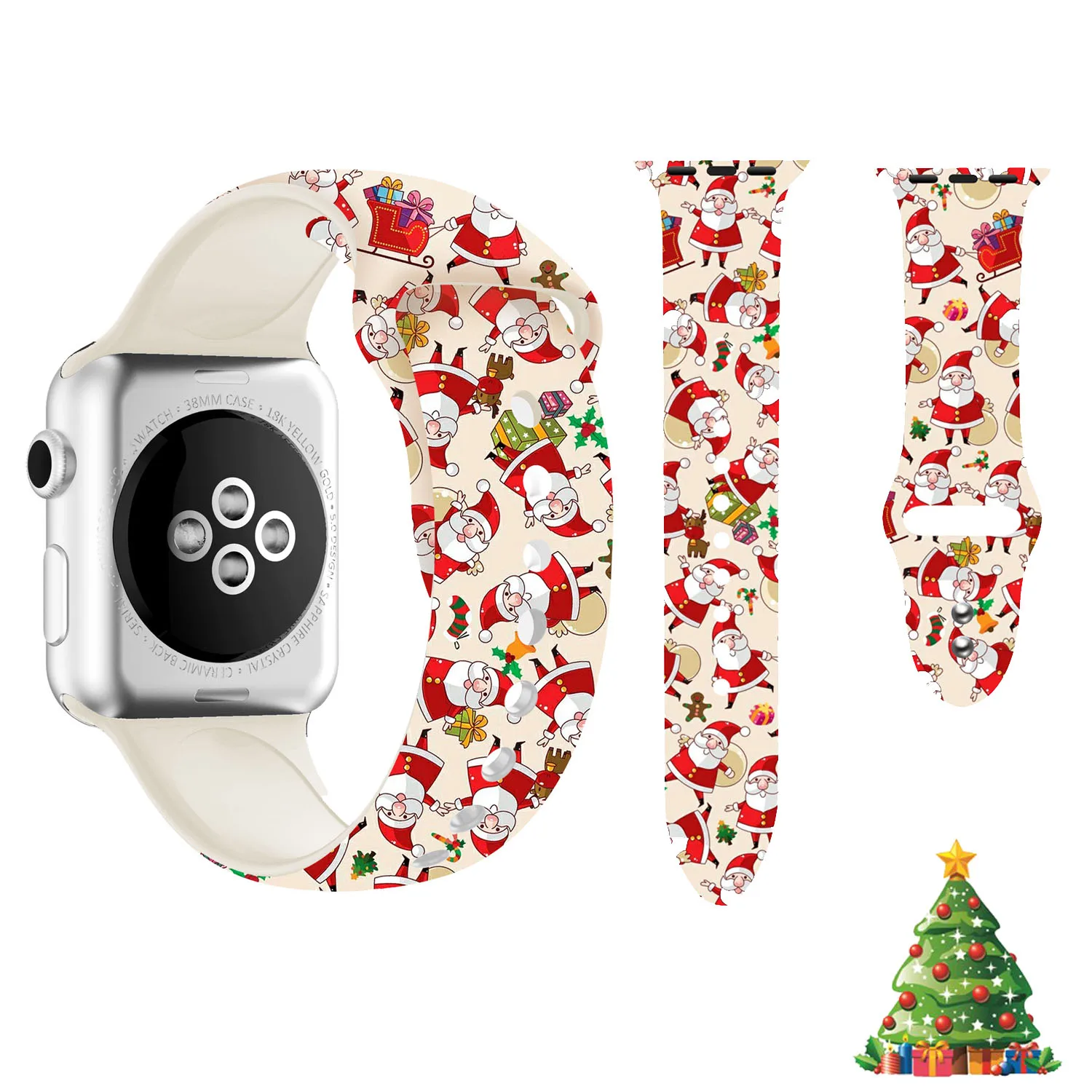 

Silicone Strap for Apple Watch 38mm 42mm 44mm 40mm Band Cute Christmas Santa Bracelet for iWatch Series 5 4 3 2 1 Watchband Gift
