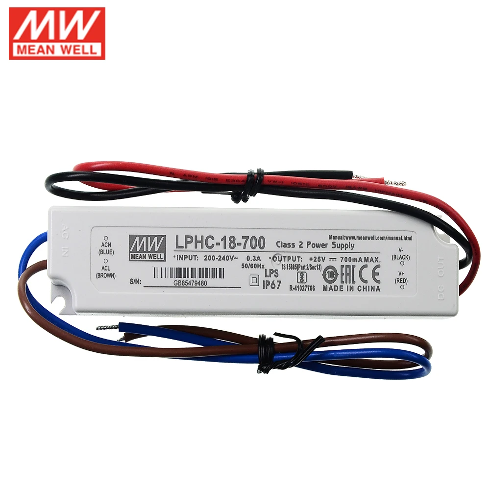 LPHC-18-700 бренд MEAN WELL представляет светодиодный драйвер Вход 220 В переменного тока