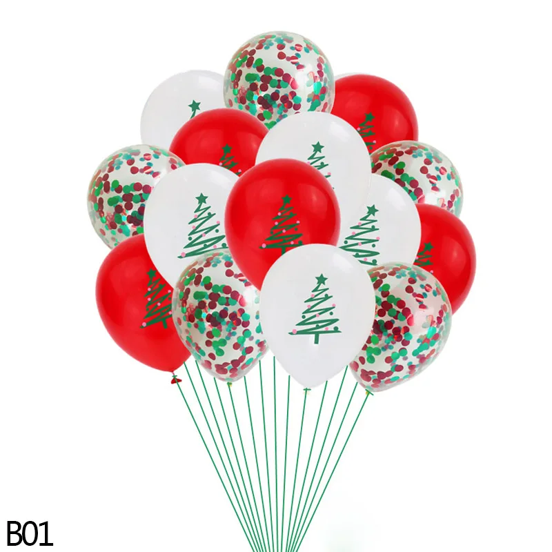 B01-christmas tree 12 дюймов красный зеленый Счастливого Рождества латексный шар елка Рождественская елка Санта Клаус рождественские воздушные шары новогодние вечерние украшения - Цвет: B01-christmas tree