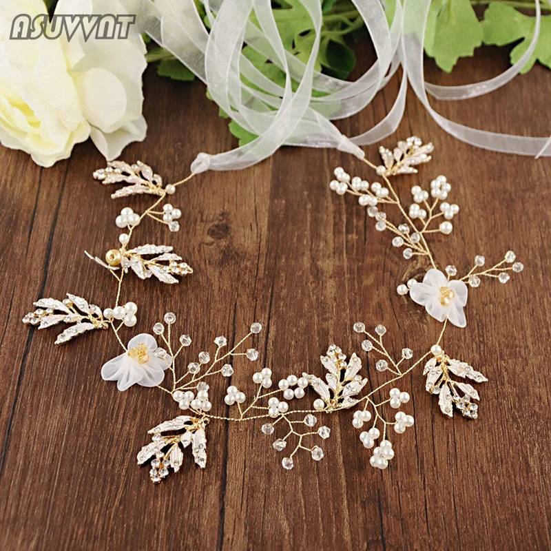 ivory organza Модный пояс свадебная диадема жемчужина бисером свадебные цветочные повязки Свадебные аксессуары для волос; свадебные пояса - Цвет: ivory organza