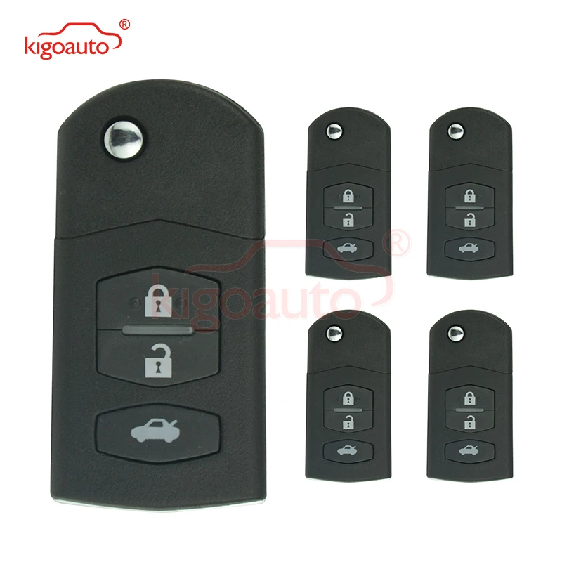 

kigoauto 5pcs for Mazda 2 3 5 6 MX5 CX-7 Flip Folding Remote Key Fob Shell Case Replacement 3 button