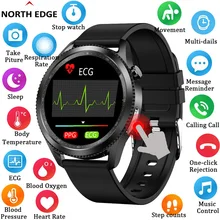 NORTH EDGE-reloj inteligente ECG + PPG para hombre y mujer, pulsera con Monitor de ritmo cardíaco y temperatura corporal, alarma, para Xiaomi, Huawei 2021