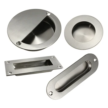 

Free Shipping Stainless Steel Door Handle Flush Recessed Pull Circular Oval Rectangular Hardware Drawer Embedded For Home Tools