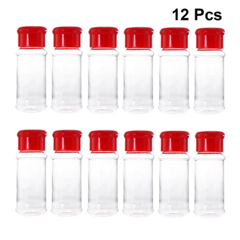 

12Pcs Plastic Spice Salt Pepper Shakers Seasoning Jar Can Barbecue Condiment Jar Bottles Cruet Container Kitchen Seasoning
