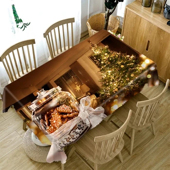 

Nordic Christmas Tablecloth Green Christmas Tree New Year Home Decoration Table cloth Thicken Cotton Wedding Dining Table Cover