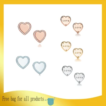 

Heart-shaped Earring Love accessories Golden silver Rose gold silverware 925 Sterling silver Jewelry Woman Stud Valentine's gift