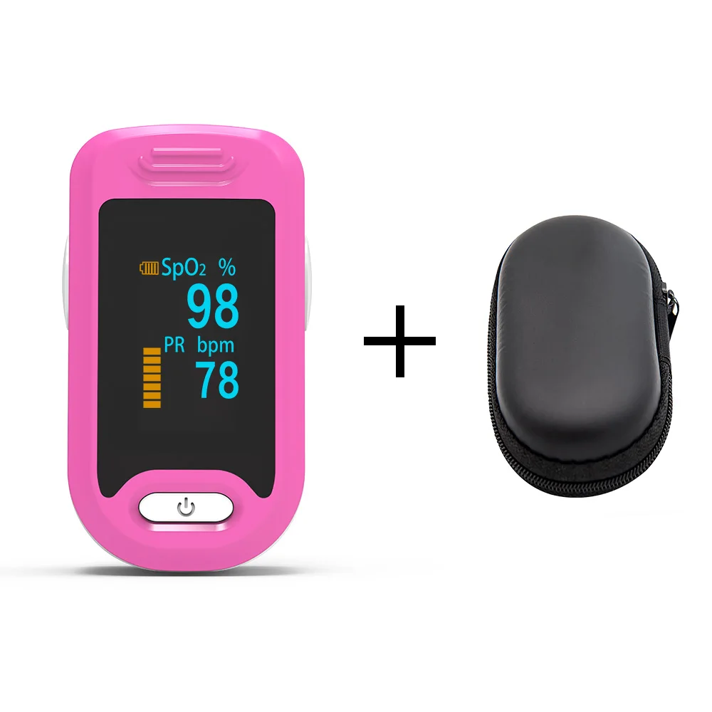 OLED Pink with case Медицинский цифровой Пульсоксиметр светодиодный кислородный пульсометр Oximetro пульсометр SpO2 мониторы здоровья Oximetro De Dedo - Цвет: OLED Pink with case