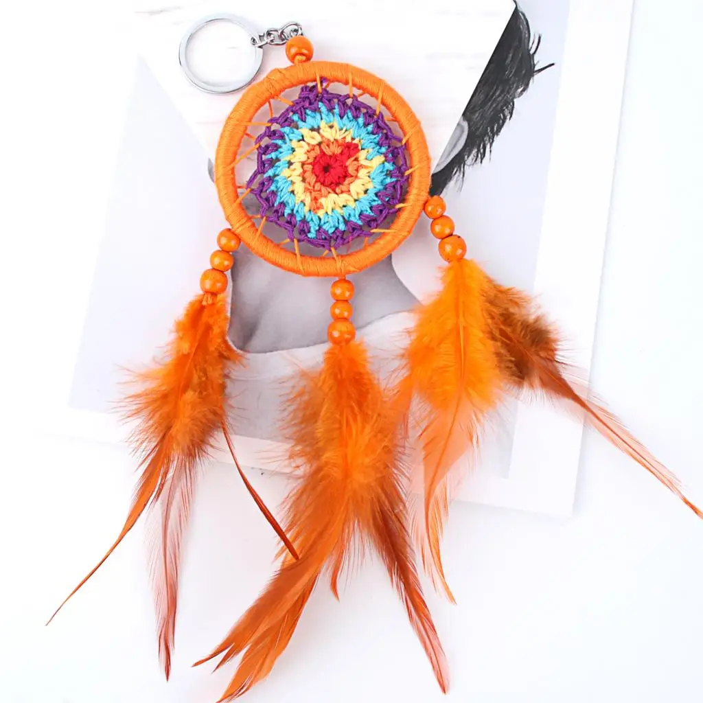 

1Pc Vintage Colorful Dream Catcher Keychain Making Boho Style Feathers Dreamcatcher Hoilday Gift Statement Jewelry E2713-E2719