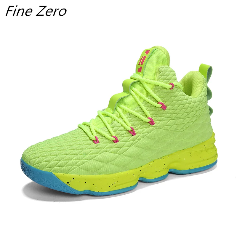 Новинка; Баскетбольная обувь унисекс; удобные высокие тренировочные ботинки для спортзала; ботильоны; уличные мужские детские кроссовки; спортивная обувь - Цвет: Green