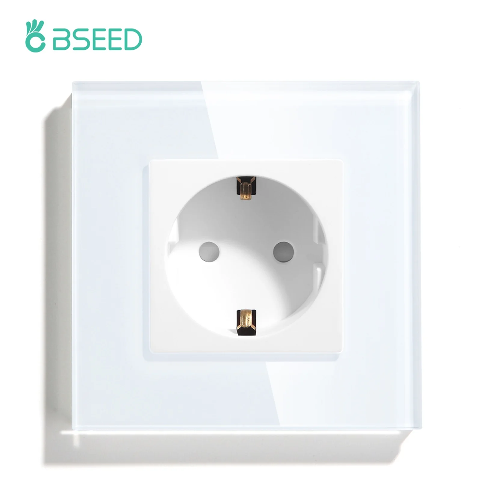 Bseed Europe Standard Wall Socket Single Crystal Mirror Glass Panel