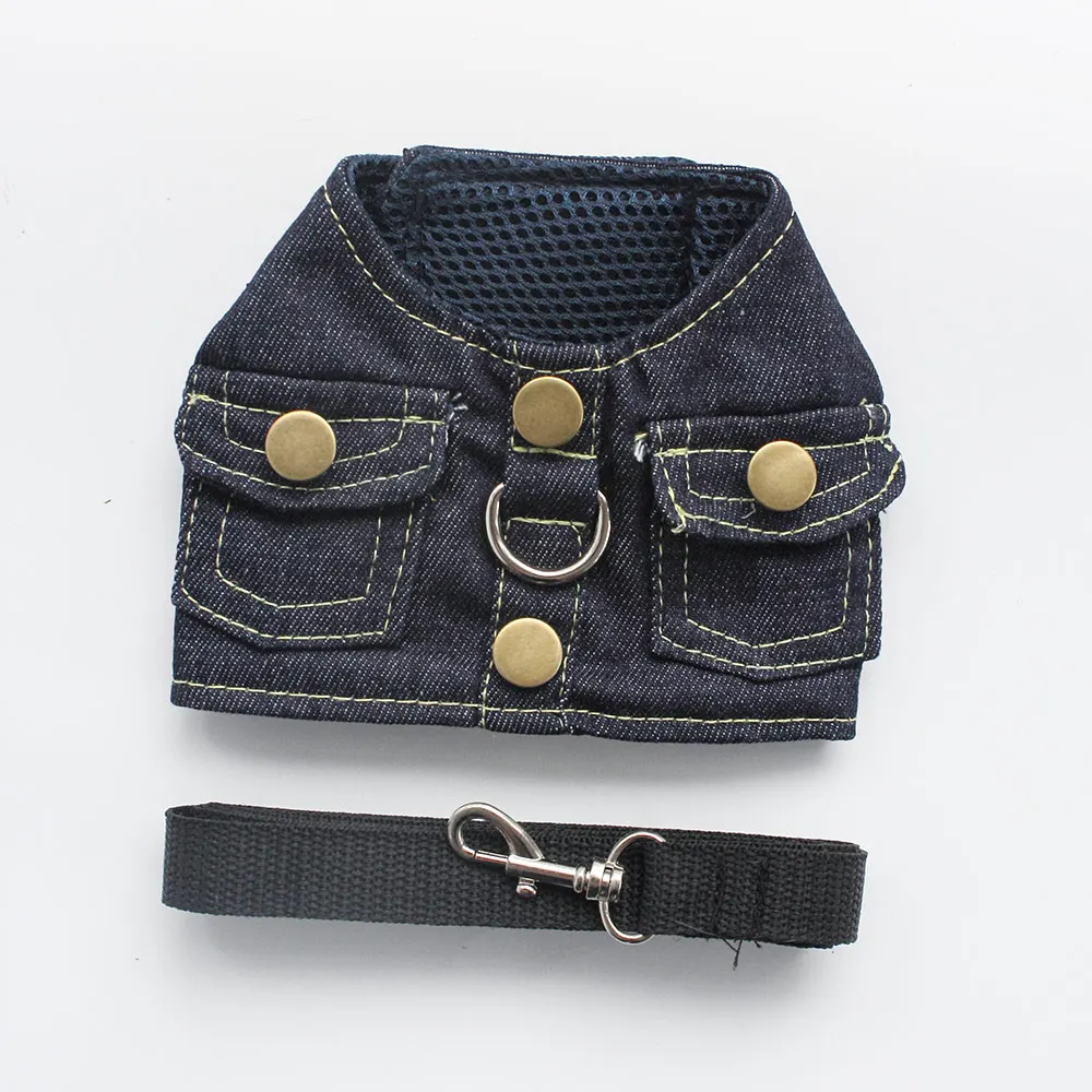 Vest Small Dog Halter Harness S For M Pet L Denim Strap Supplies Dogs Puppy Cat Chest Lead - Цвет: Черный
