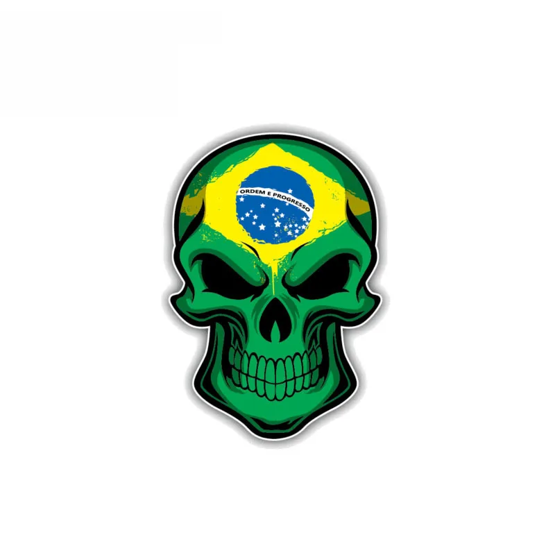 

Creative Brazil Flag Skull Car Sticker Reflective PVC Decal,10cm*7cm