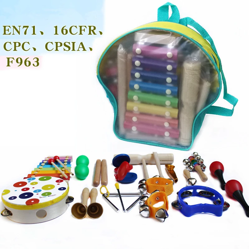19Pcs Musical Instruments Set Hand Drum Knock Piano Children Early Childhood Music Percussion Toy Kindergarten Teaching Aid | Игрушки и