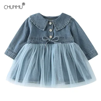 

Autumn Kids Denim Fashion Princess Party Dress Lace Tutu Infant Party Birthday Custumes Toddler Baby Kids Girls Dress Vestido