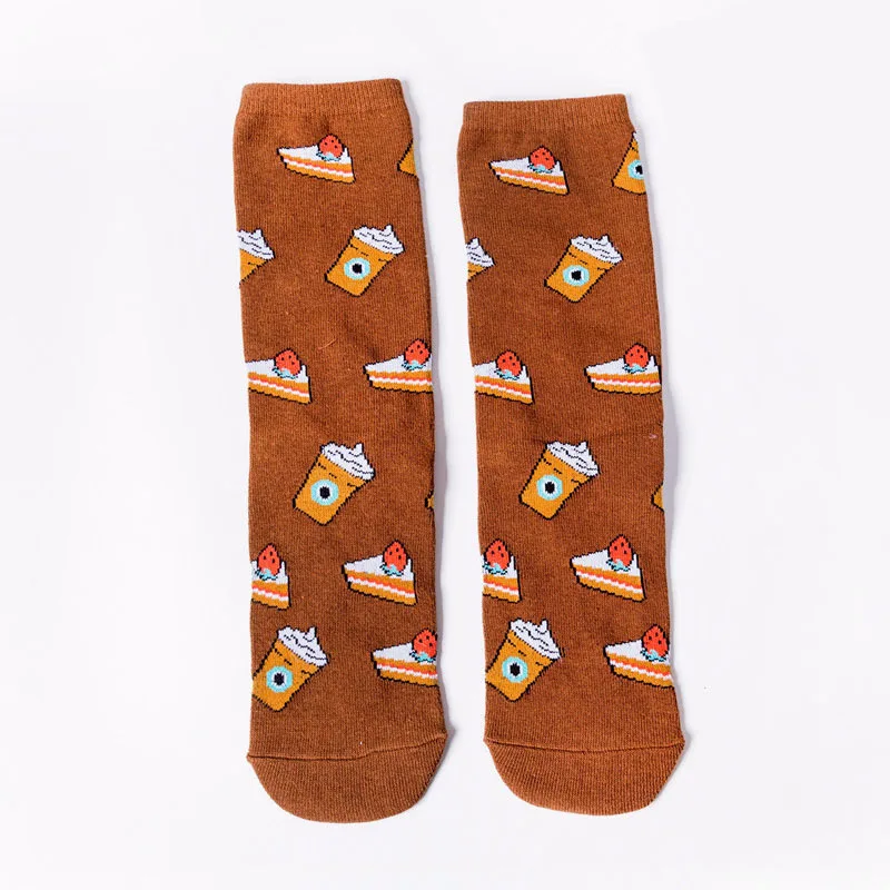 Harajuku счастливые мужские носки, забавные мультяшные носки с фруктами, авокадо, бананом, бургером, фри, пивом, печеньем, жареной курицей, носки для скейтборда - Цвет: 35