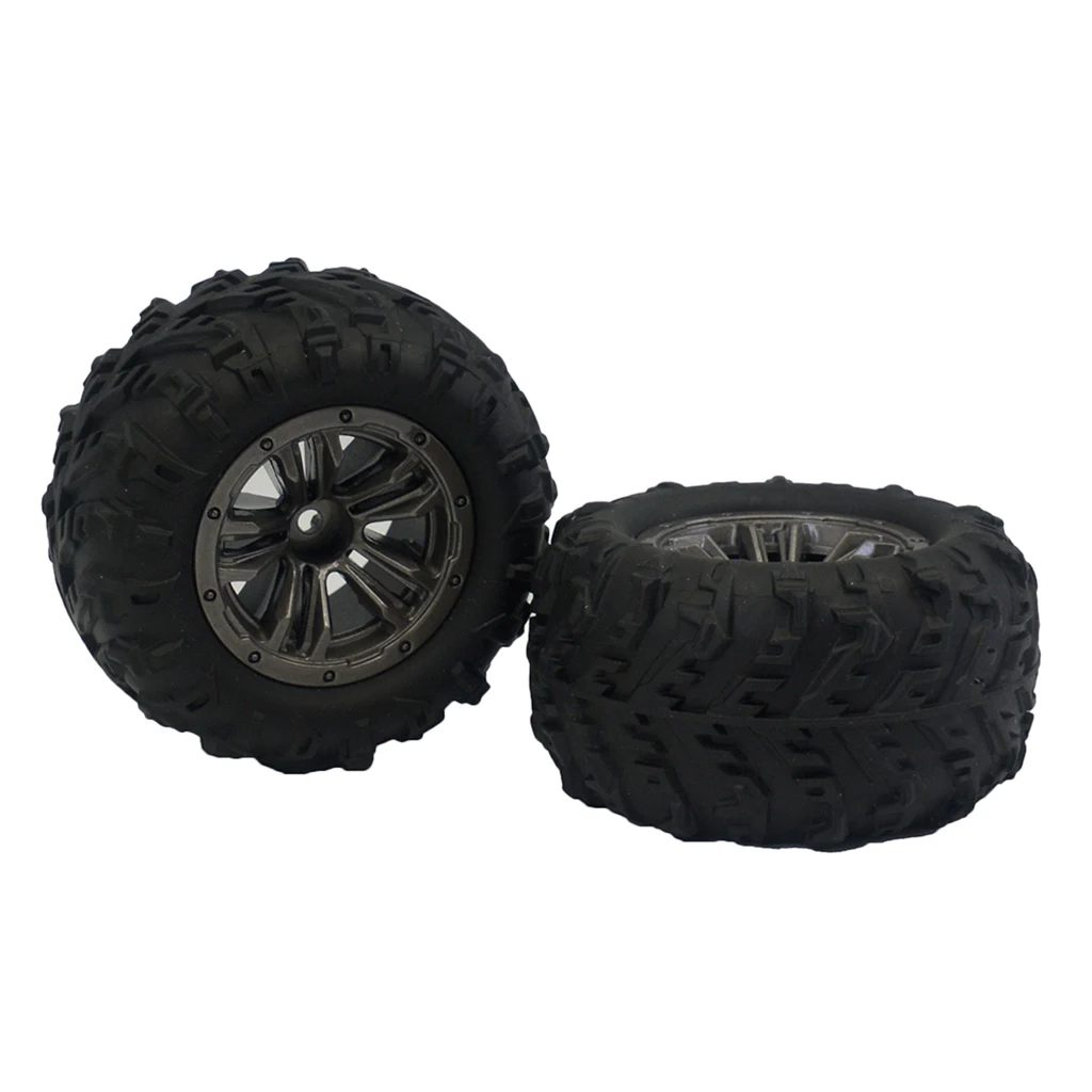 2Pcs 1/16 RC Model Monster Truck Rubber Wheel Rim Tires for RC Car