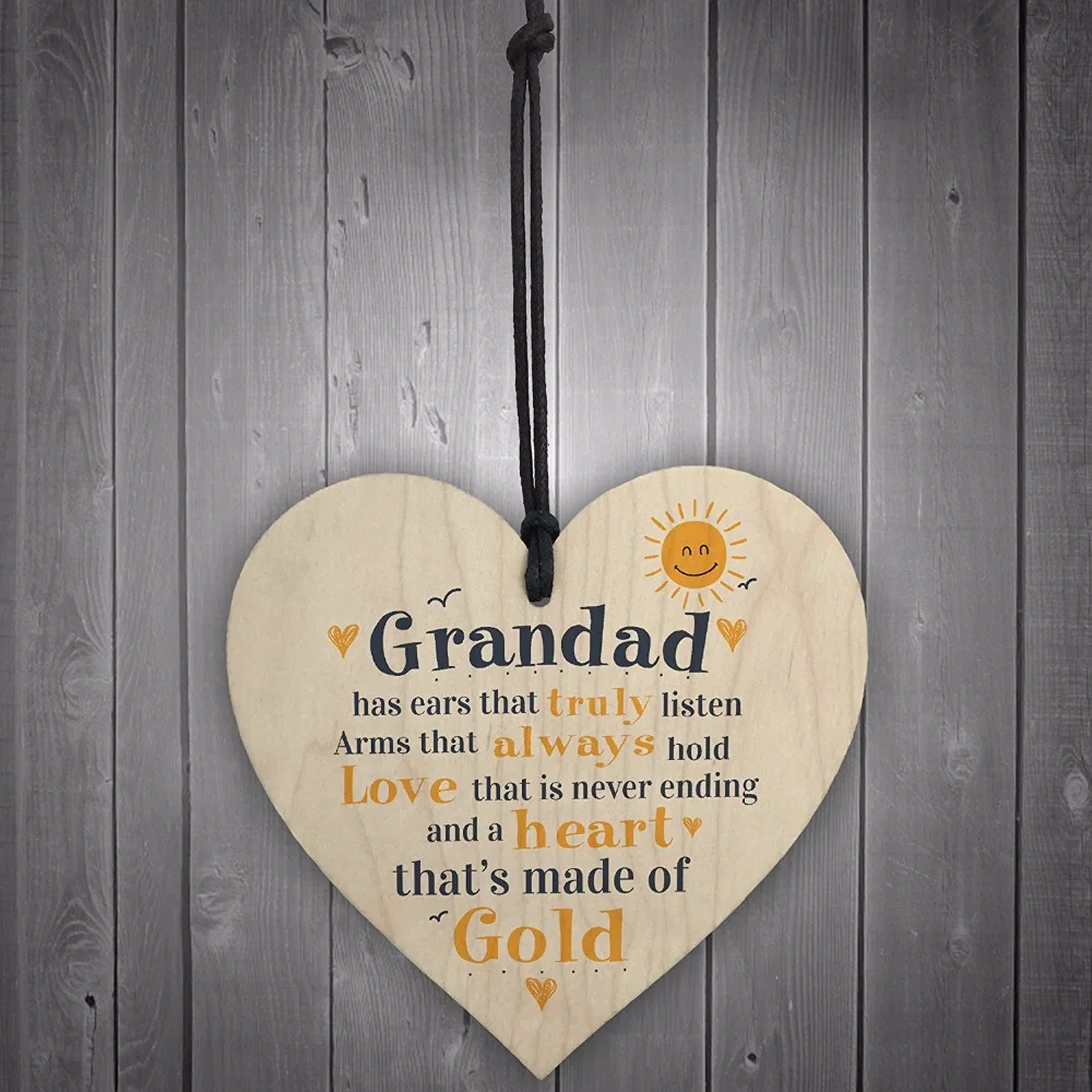 4-Meijiafei-Fathers-Day-Wooden-Heart-Plaque-Dad-Grandad-Grandpa-Birthday-Gift-From-Grandchildren