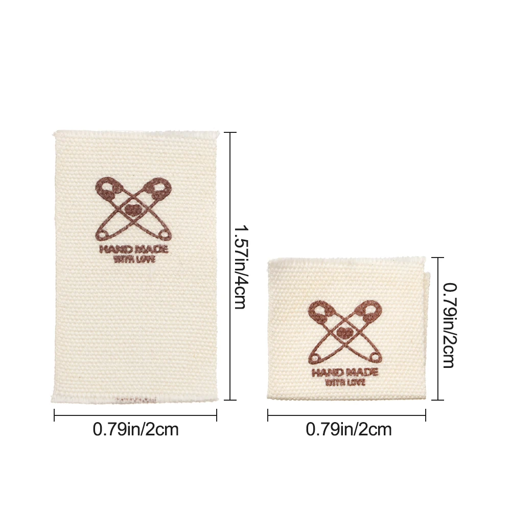 Description Picture 2 of item50PCS Heart Shape Cloth Garment Labels Cartoon Pattern Handmade With Love Clothing Tags Woven Knitted Supplies Sewing Accessory
