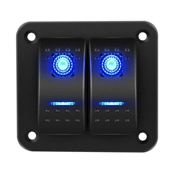 

2 Gang Panel Toggle Switch 5-Pin On/Off Pre-Wired Rocker Switch Aluminum Bracket for Car and Marine ATV