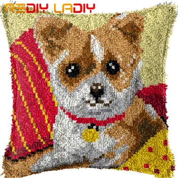 

Latch Hook Kits Make Your Own Cushion Puppy Dog Pre-Printed Canvas Crochet Pillow Case Latch Hook Cushion Cover Hobby & Crafts
