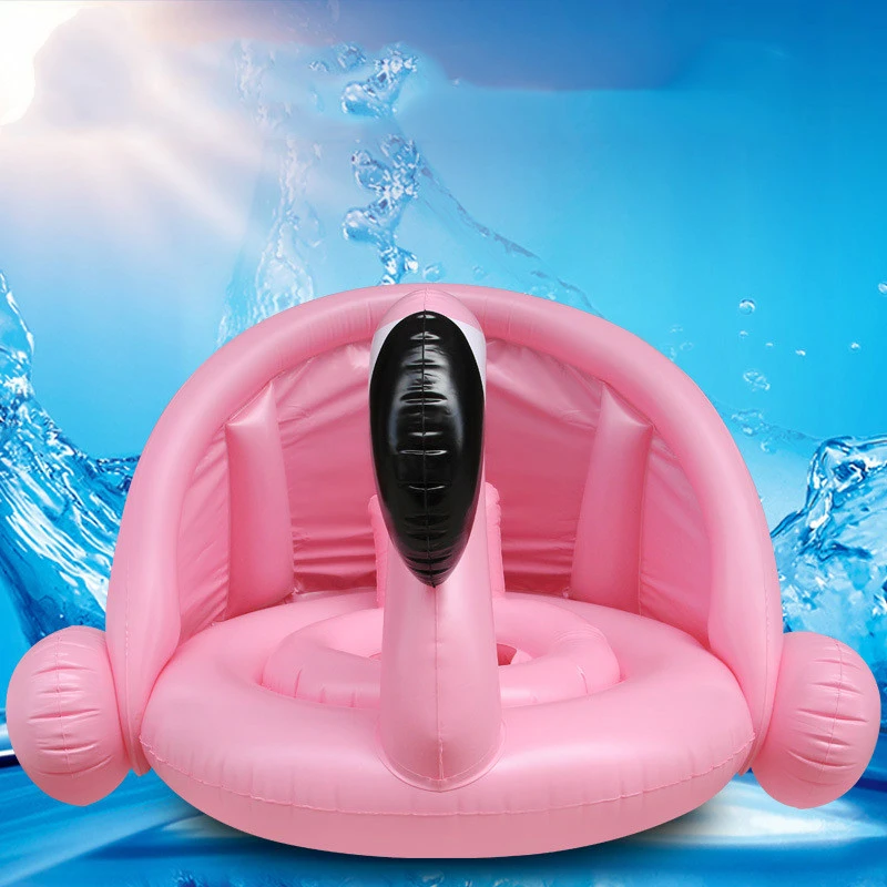 Летнее Детское Надувное сиденье с фламинго для плавания с солнцезащитным козырьком