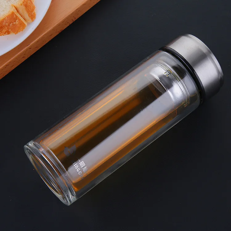New Style Manufacturers Wholesale Double Layer Glass Cup Transparent Hand Creative Glass Advertisement Gift Cup Customizable Log