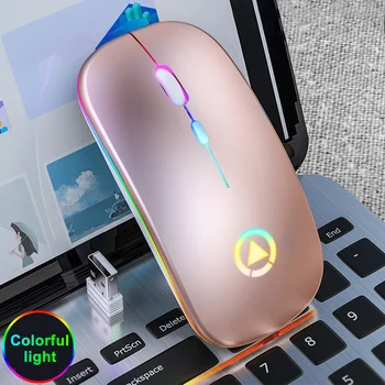 

Adjustable DPI Home Office Ergonomic With Receiver Silent Colorful LED Slim USB Rechargeable Optical Wireless Mouse Portable