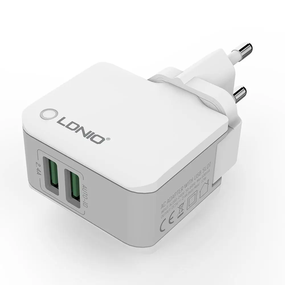 2.4A 12 Вт Адаптер зарядного устройства с двойным USB Универсальное прямое зарядное устройство адаптер приемник для LDNIO A2203 аксессуары для быстрой зарядки