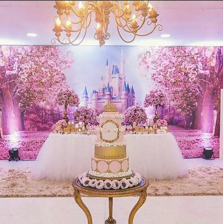 

Princess Fantasy Castle Photography Background for Photography Studio Rainbow Photo Flower Sea Background EQ