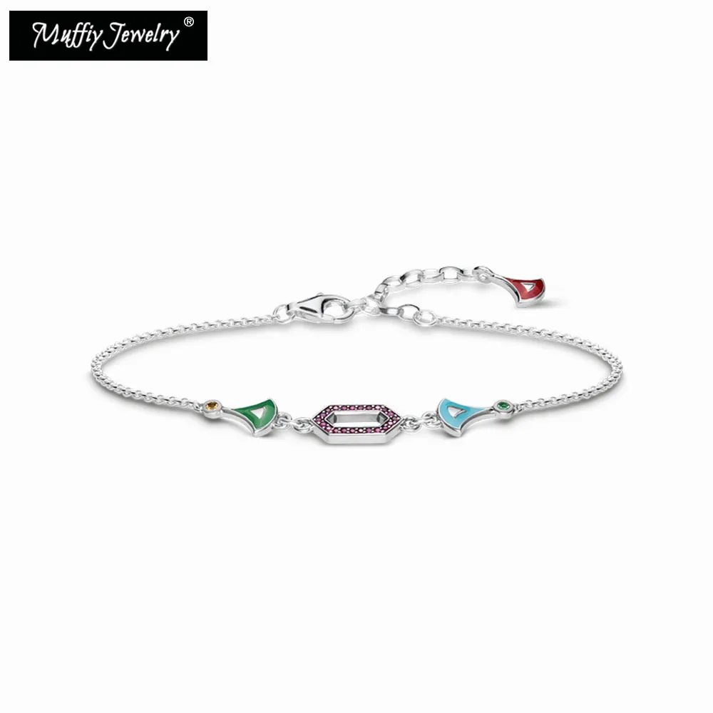 

Asian Ornament Link Chain Bracelet with Extra Chain,2019 Fashion Europe Style Gift For Women In 925 Sterling Silver,Fit Charms