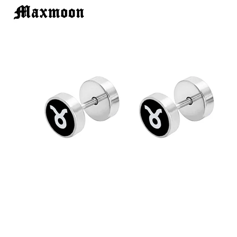 Maxmoon ashion 1 пара/лот черные серьги-гвоздики из нержавеющей стали в стиле панк |