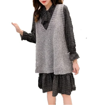 

Sweater Vest 2020 Spring Autumn Loose Large Size V-neck Skirt Women's Sleeveless Pullover Veste Femme Catton Knitted Vest Women
