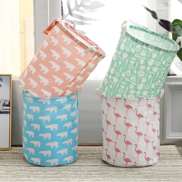 Home Large Capacity Folding Laundry Basket Round Storage Waterproof Hamper Collapsible Clothes Toy Basket Bucket Organizer