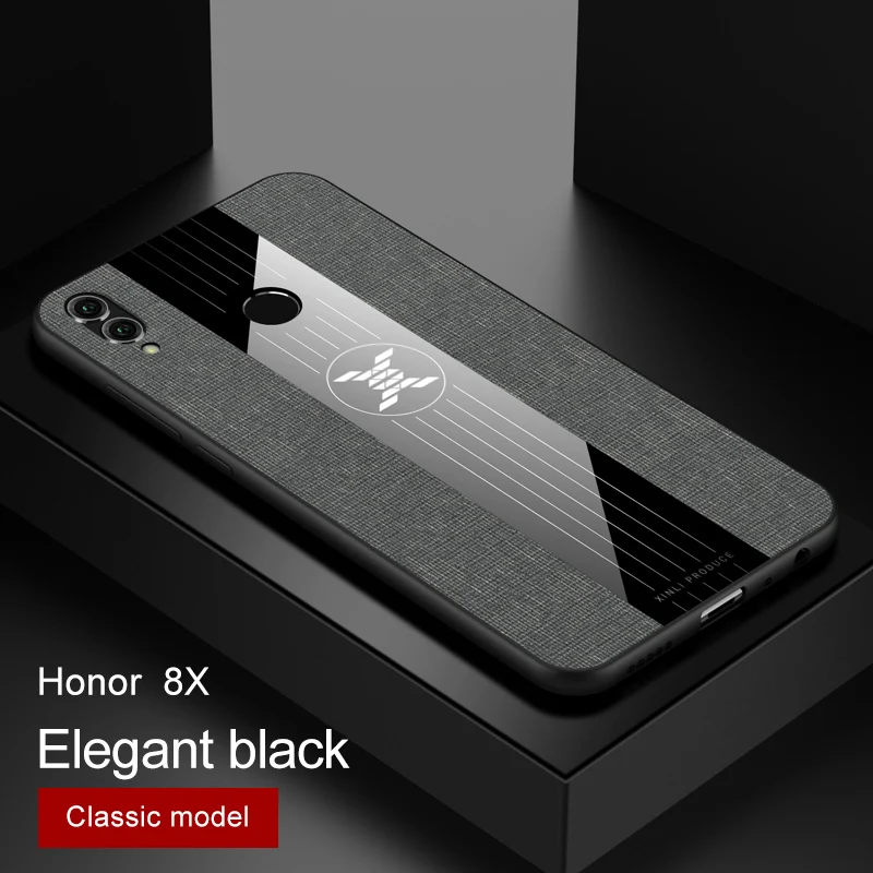 only black case Для huawei honor 8X 7X 6X чехол Роскошный Жесткий тканевый с кольцом магнитный штатив тонкий защитный чехол для huawei honor 8X max honor 7x - Цвет: only black case
