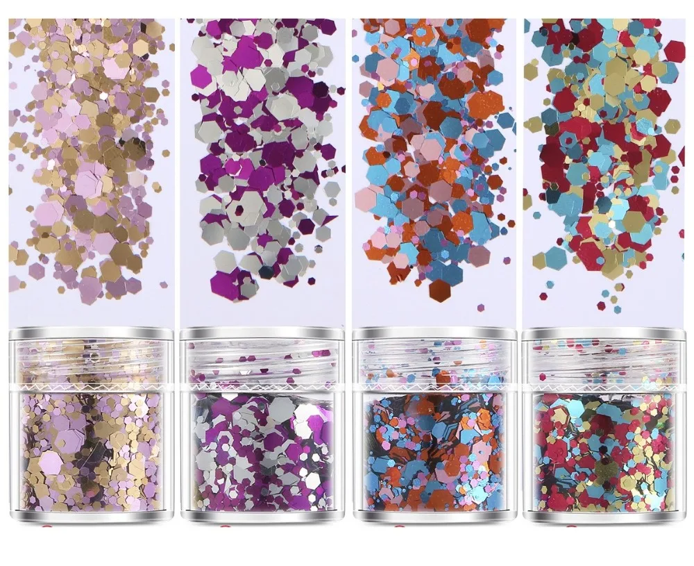 Set of 4/5 Boxes Nail Glitter Holographic Chunky Glitters Nail Art Decorations 3D Cosmetic Sequins for Body Face Hair Makeup Set of 4/5 Boxes Nail Glitter Holographic Chunky Glitters Nail Art Decorations 3D Cosmetic Sequins for Body Face Hair Makeup