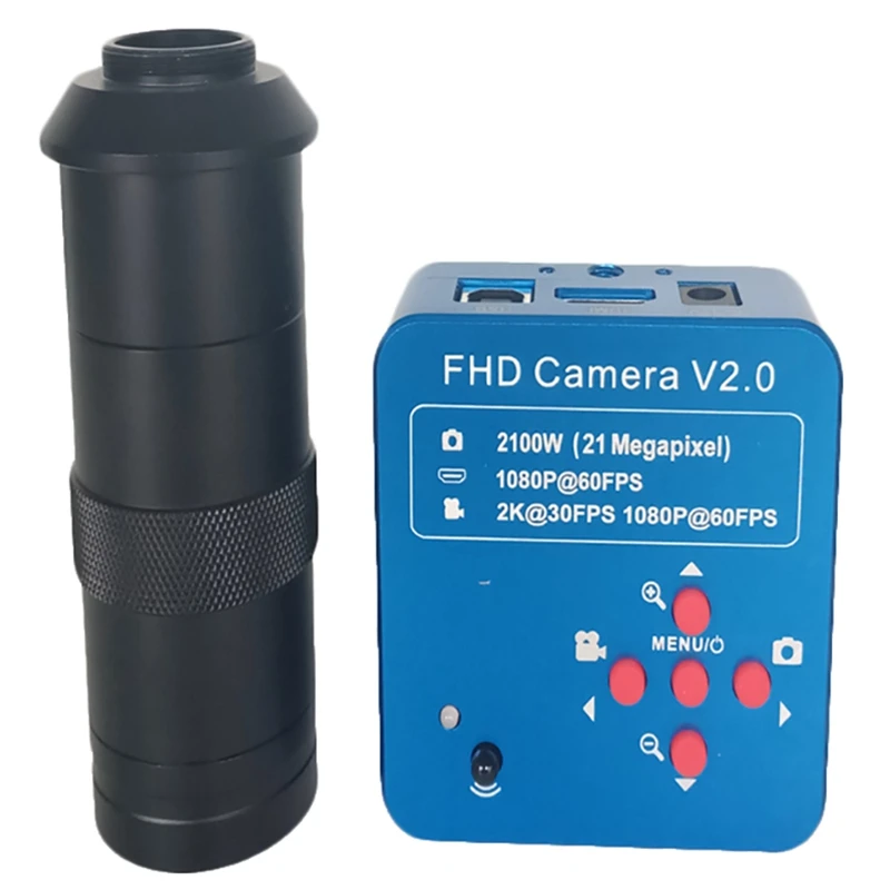

Hd 1080P 60Fps 2K 2100W 21Mp Hdmi Industrial Electronic Usb Digital Video Microscope Camera +8X-130X C-Mount Lens(Us Plug)