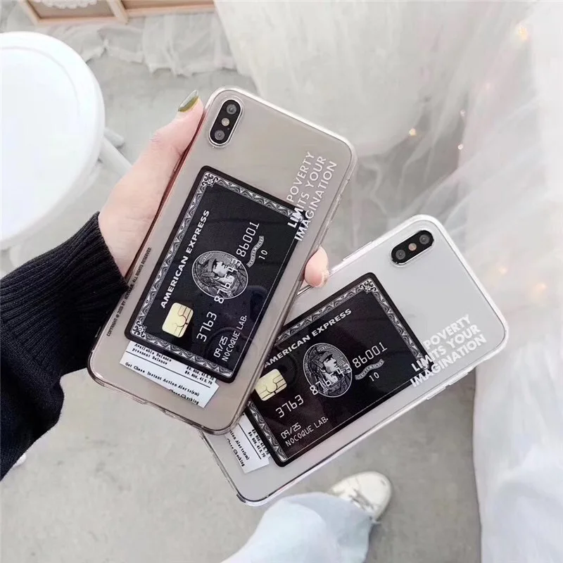 

Luxury Europe and America Credit card phone case For iphone XS MAX XR X 10 6 6s 7 8plus case Fashion soft shell capa back cover