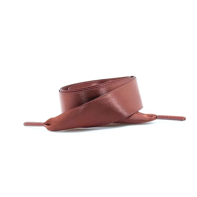 1 Pair 22 Colors Silk Satin Shoelaces 2 CM Width Flat Ribbon Shoe laces Boots Women Sneakers Shoelace Length 80CM 100CM 120CM S1 Brown