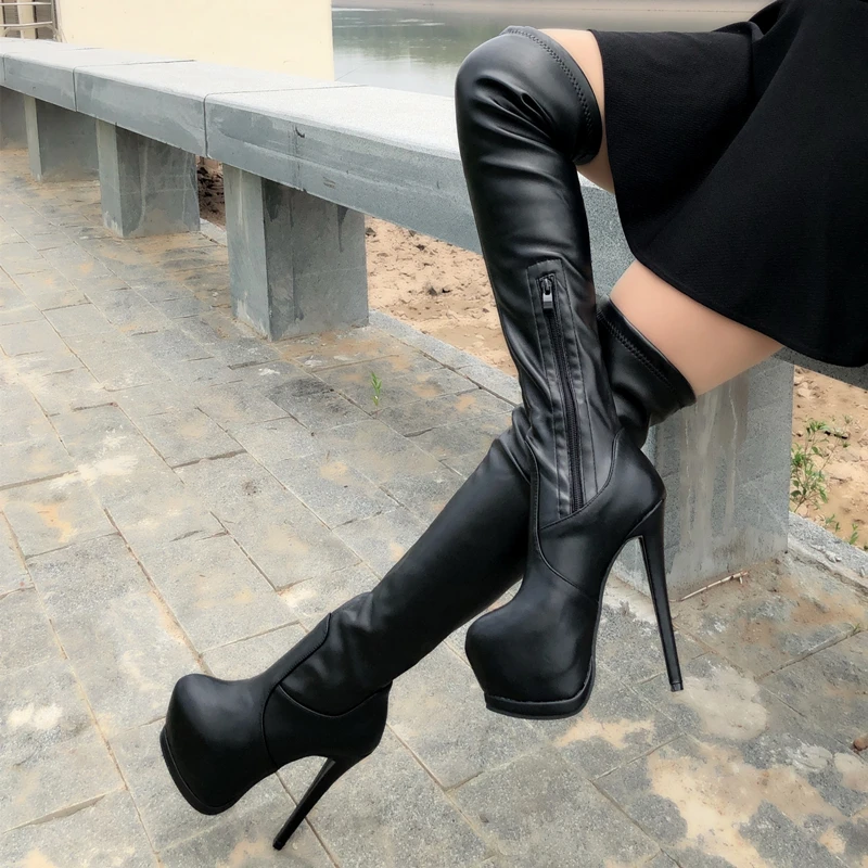 Long Boots Ladies Winter New Over-the-Knee Boots 15cm Super High-Heel Elastic Boots Sexy Thin Heels High Boots Womens Boots