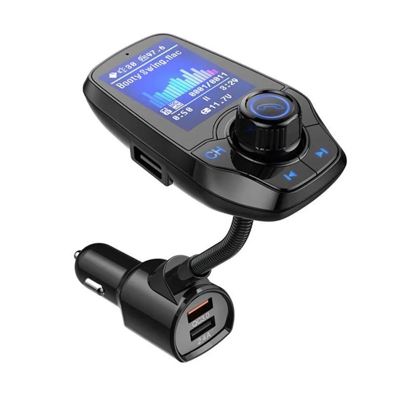 JaJaBor fm-передатчик Bluetooth автомобильный комплект громкой связи AUX музыкальный приемник Большой 1,8 дюймовый экран дисплей QC3.0 двойной зарядное устройство usb
